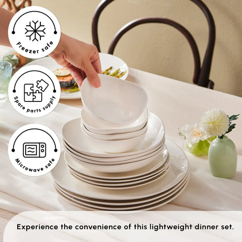 Karaca Streamline Rubicon 24-Piece Dinner Set for 6 People, White