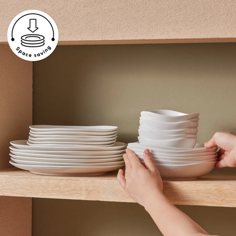 Karaca Streamline Rubicon 24-Piece Dinner Set for 6 People, White