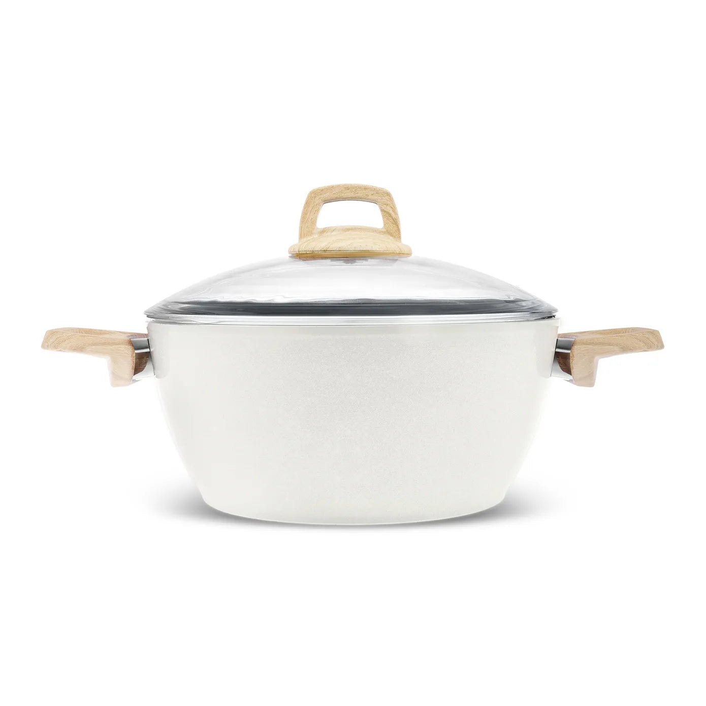 Karaca Swiss Crystal Non-Stick Induction Stockpot with Lid, 20cm, Creamy