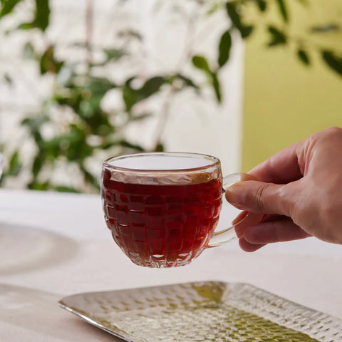 Karaca Emel 4-Piece Glass Tea Cup Set, 180ml, Transparent