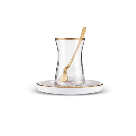 Karaca Marilla 18-Piece Glass Turkish Tea Set for 6 People, Multi            