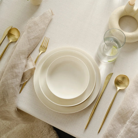 Karaca Finesse 24-Piece Porcelain Dinner Set for 6 People, White