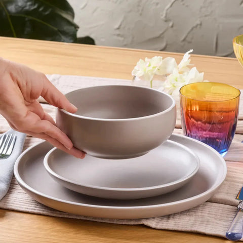 Karaca Moonstone 12 Piece Stoneware Dinner Set for 4 People