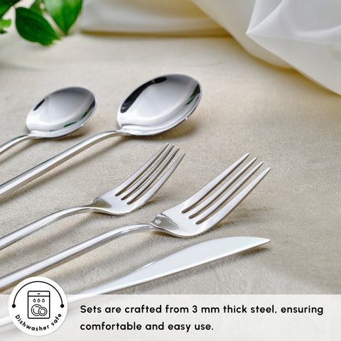 Karaca Orion Silver 60-Piece Stainless Steel Cutlery Set for 12 People, Silver