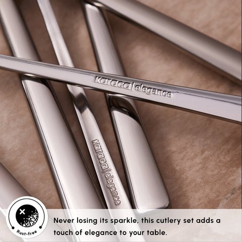 Karaca Serena 84-Piece Stainless Steel Cutlery Set for 12 People, Silver