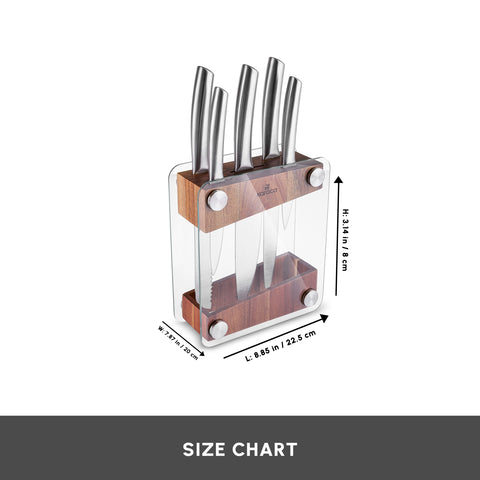 Karaca Venus 6 Piece Knife Block Set, Silver
