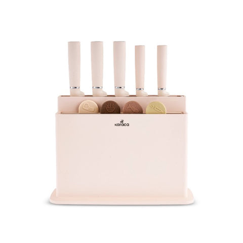 Karaca Chef’s Harmony 10-Piece Knife & Chopping Board Set, Beige