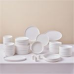 Karaca Earth Collection Matte Glaze 55-Piece Porcelain Dinner Set for 12 People, White
