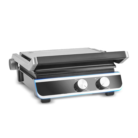 Karaca Nova Grill 6-Slice Capacity Stainless Steel Contact Grill and Sandwich Toaster with Timer, 2000W, Inox