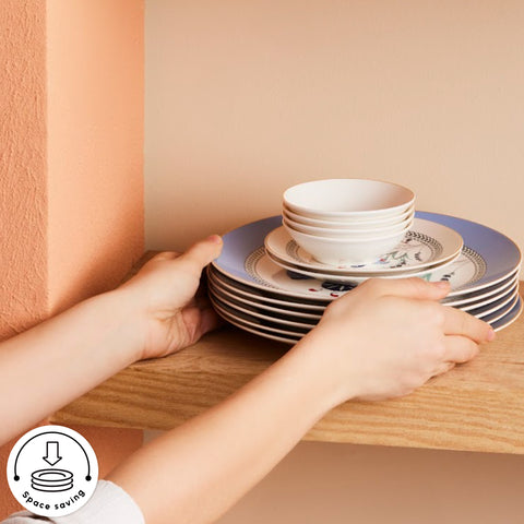 Karaca Bone China Blue Clove 26-Piece Serveware Set for 6 People, Multi