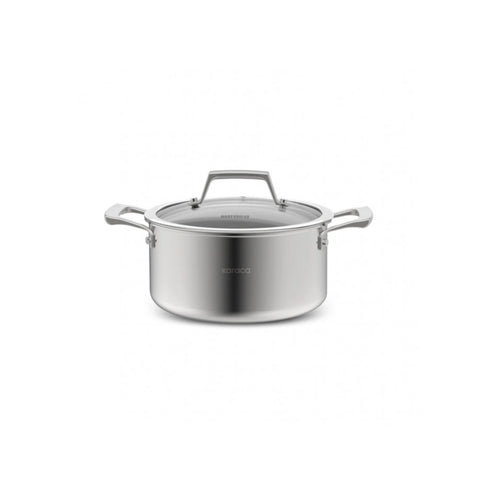 Karaca Plasma Steel 3Ply Non-Stick Induction Casserole, 24cm, Silver