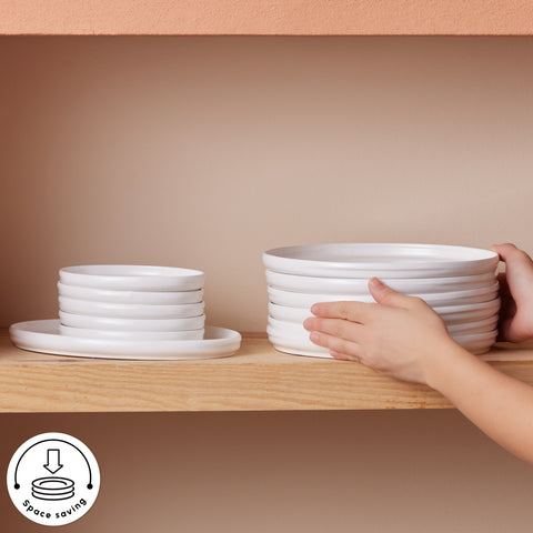 Karaca Stream Bone China Sunset 34-Piece Serveware Set for 6 People, White