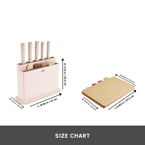 Karaca Chef’s Harmony 10-Piece Knife & Chopping Board Set, Beige