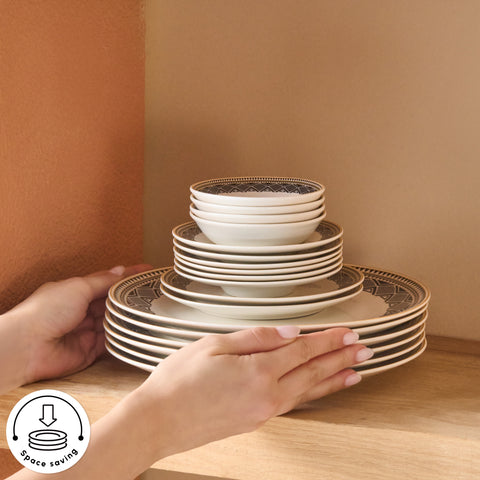 Karaca Bone China Globe 26-Piece Serveware Set for 6 People, Multi