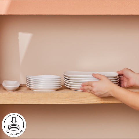 Karaca Stream Bone China Middle 34-Piece Serveware Set for 6 People, White