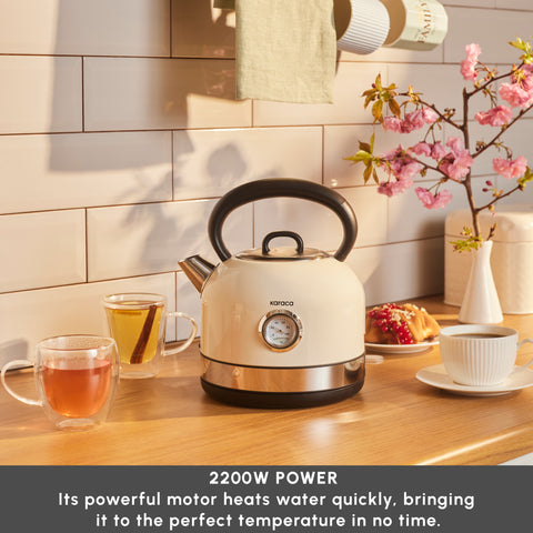 Karaca Retro 2202 Kettle, 2200W, 1,7L, Cream