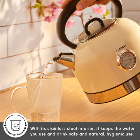 Karaca Retro 2202 Kettle, 2200W, 1,7L, Cream