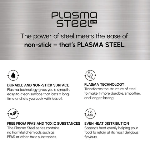 Karaca Plasma Steel 3Ply Non-Stick Induction Frying Pan, 28cm, Silver