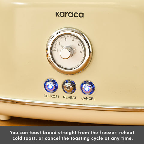 Karaca Retro 2-Slice Toaster, 815W, Cream