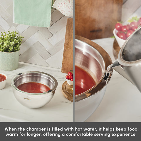 Karaca Ice & Hot Stainless Steel Serving Bowl, 20cm, Silver