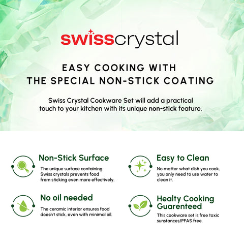 Karaca Swiss Crystal Almond Cream Non-Stick Induction Stainless Steel Handle Casserole & Lid, 24cm, Cream