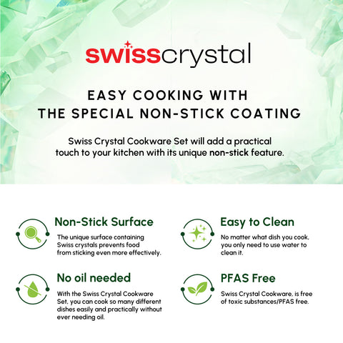 Karaca Swiss Crystal Almond 7-Piece Non-Stick Induction Cookware Set, Cream