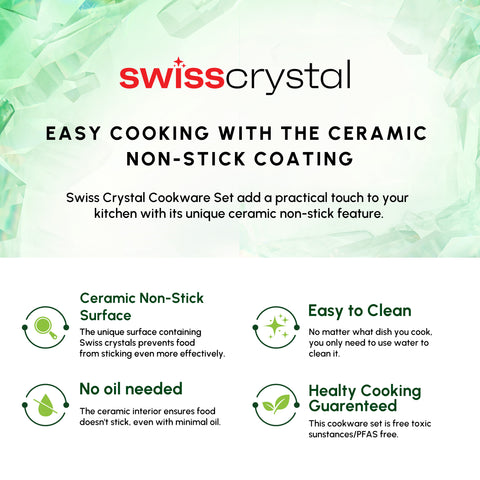 Karaca Swiss Crystal Almond Cream Non-Stick Induction Stainless Steel Handle Casserole & Lid, 18cm, Cream