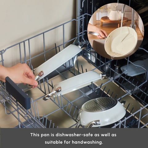 Karaca Swiss Crystal Almond Cream Non-Stick Induction Stainless Steel Handle Shallow Pan, 20cm, Cream