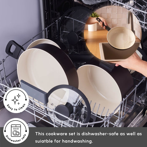 Karaca Ceramica Iconic Bronze 7-Piece Non-Stick Induction Cookware Set, Bronze