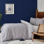 Nautica Home Darya 100% Turkish Cotton Duvet Cover Set, Double, 200cmx200cm, Grey