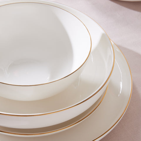 Karaca Stream Bone China Favaro 53-Piece Dinner Set for 12 People, Gold