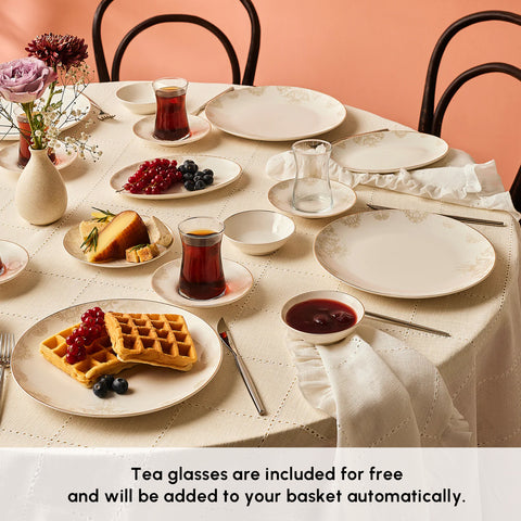 Karaca Bone China Siena 26-Piece Serveware Set for 6 People, White