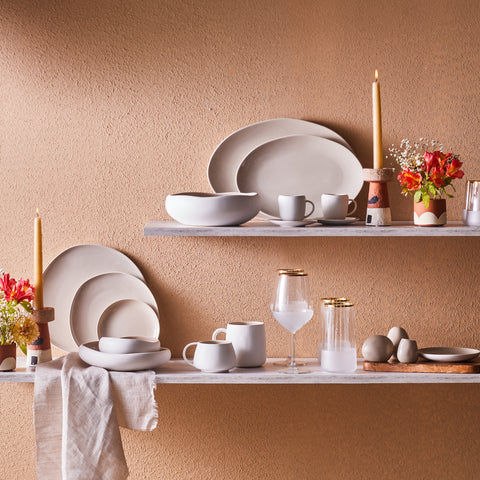 Karaca Earth Collection New Cupid Serving Platters, 24cm, Beige White