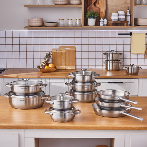 Karaca Elite Stainless Steel Induction Stock Pot, Lid, 16cm, Silver