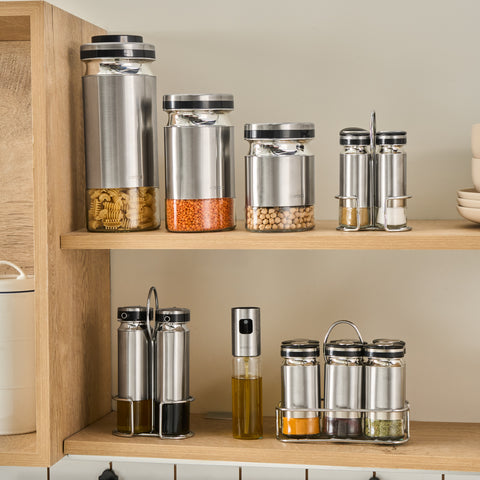 Karaca Stellum 3-Piece Glass Salt and Pepper Shaker, Inox