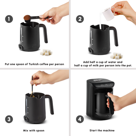 Karaca Hatır Köz Milky Turkish Coffee Maker, 535W, Shiny Black