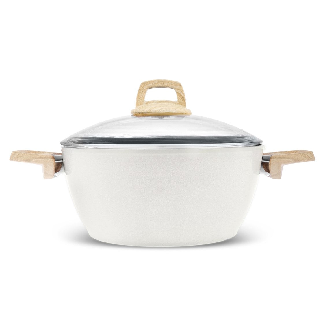 Karaca Swiss Crystal Non-Stick Induction Stockpot with Lid, 24cm, Creamy