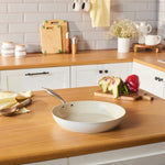 Karaca Swiss Crystal Almond Cream Non-Stick Induction Stainless Steel Handle Pan, 32cm, Cream