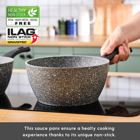 Karaca Gris Biogranite 3-Piece Induction Sauce Pan Set, Grey