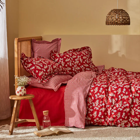 Karaca Carlo Duvet Cover Set, Double, Red