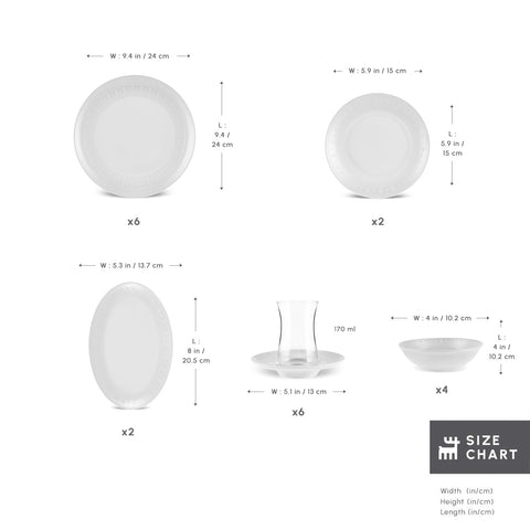 Karaca Bone China Artiste 26-Piece Serveware Set for 6 People, White