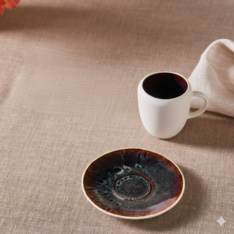 Karaca Earth Collection New Galactic 2-Piece Reactive Glaze Espresso Turkish Coffee Cup Set, 100ml, White