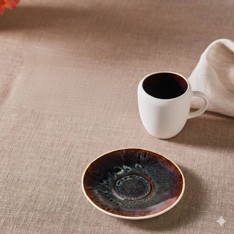 Karaca Earth Collection New Galactic 2-Piece Reactive Glaze Espresso Turkish Coffee Cup Set, 100ml, Single Person,White