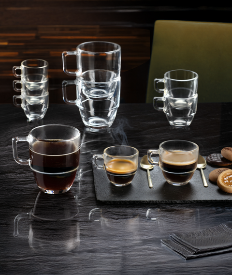 RCR Caffe 6-Piece Glass Americano Cup Set for 6 People, 350ml, Clear