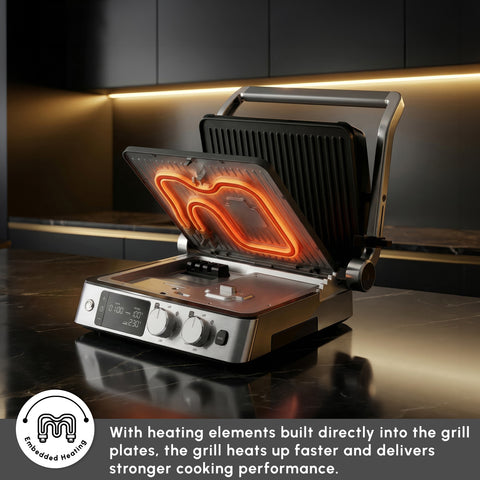 Karaca Compact Steel Pro Sear and Grill Inox 2008 Grill and Sandwich Toaster, 2000W