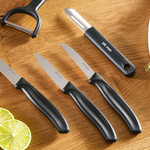 Dr.Inox Forces 5-Piece Stainless Steel Knife Set, Black