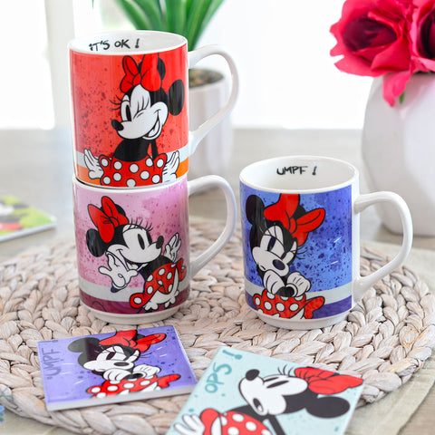 Egan Italy Mickey Mouse Minnie Stackable Ceramic Mug, 350ml, Pink