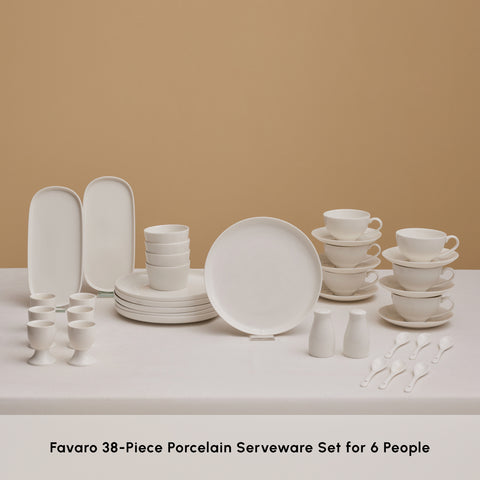 Karaca Stream Pure Favaro 38-Piece Serveware Set for 6 People, White