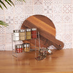 Karaca Top Steel 7 Piece Glass Spice Rack Set, Silver