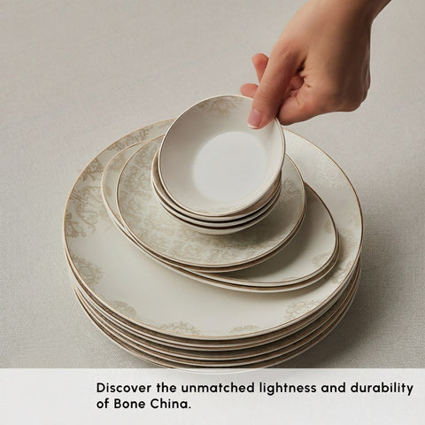 Karaca Bone China Siena 26-Piece Serveware Set for 6 People, White